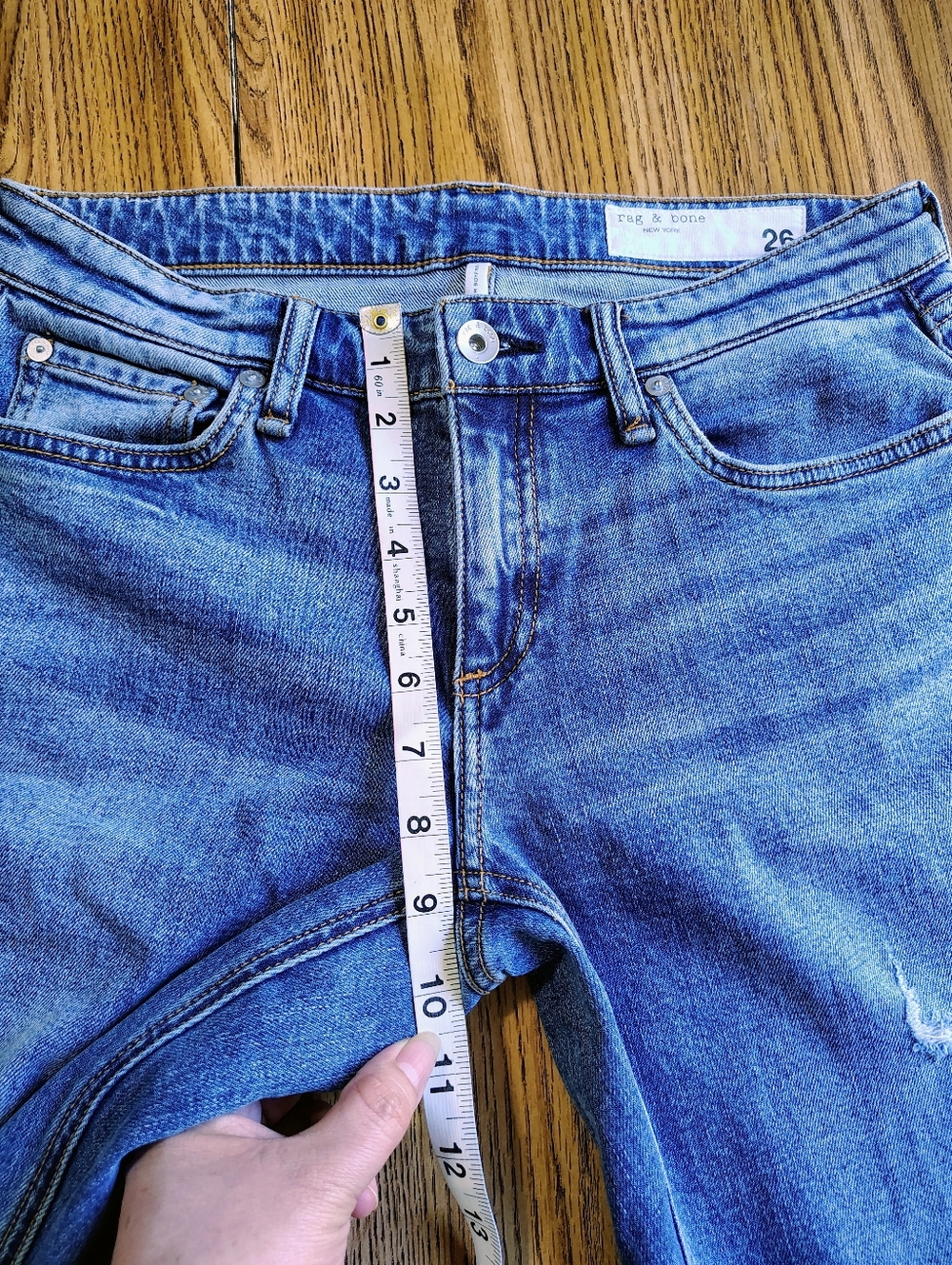 Rag & Bone Dre Low Rise Slim Boyfriend Jeans Women's Medium Blue River sz 26. - Picture 13 of 16